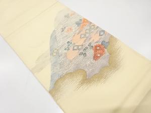 アンティーク　遠山に菊・萩・ヱ霞模様織り出し袋帯(材料)